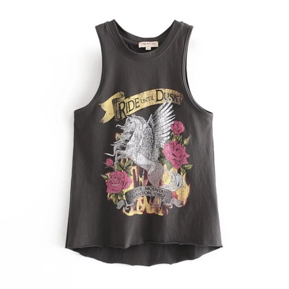 Tops - SOLD OUT Ride Until Dusk Unicorn Graphic Boho Tank Top